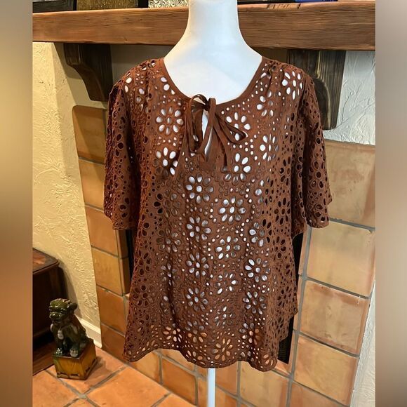 Lane Bryant Sheer Flutter Eyelet Top, size 18 - Picture 1 of 5